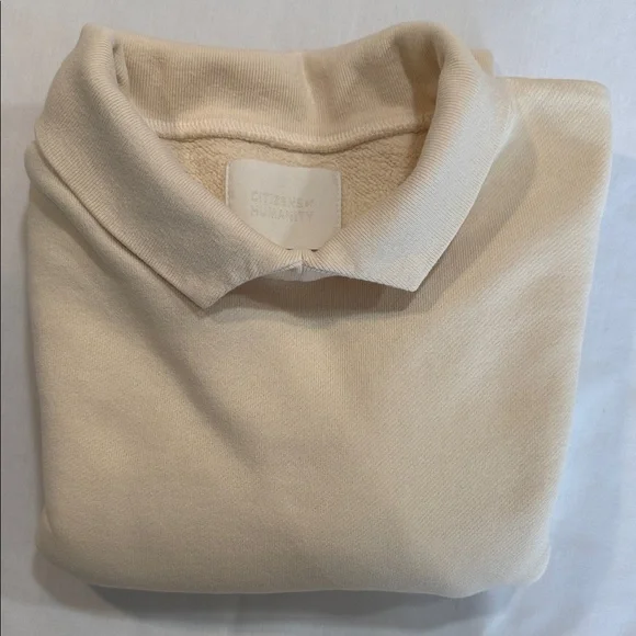 Citizens of Humanity COH Mock Neck Cream Beige Sweatshirt Small USA Made - Picture 13 of 14